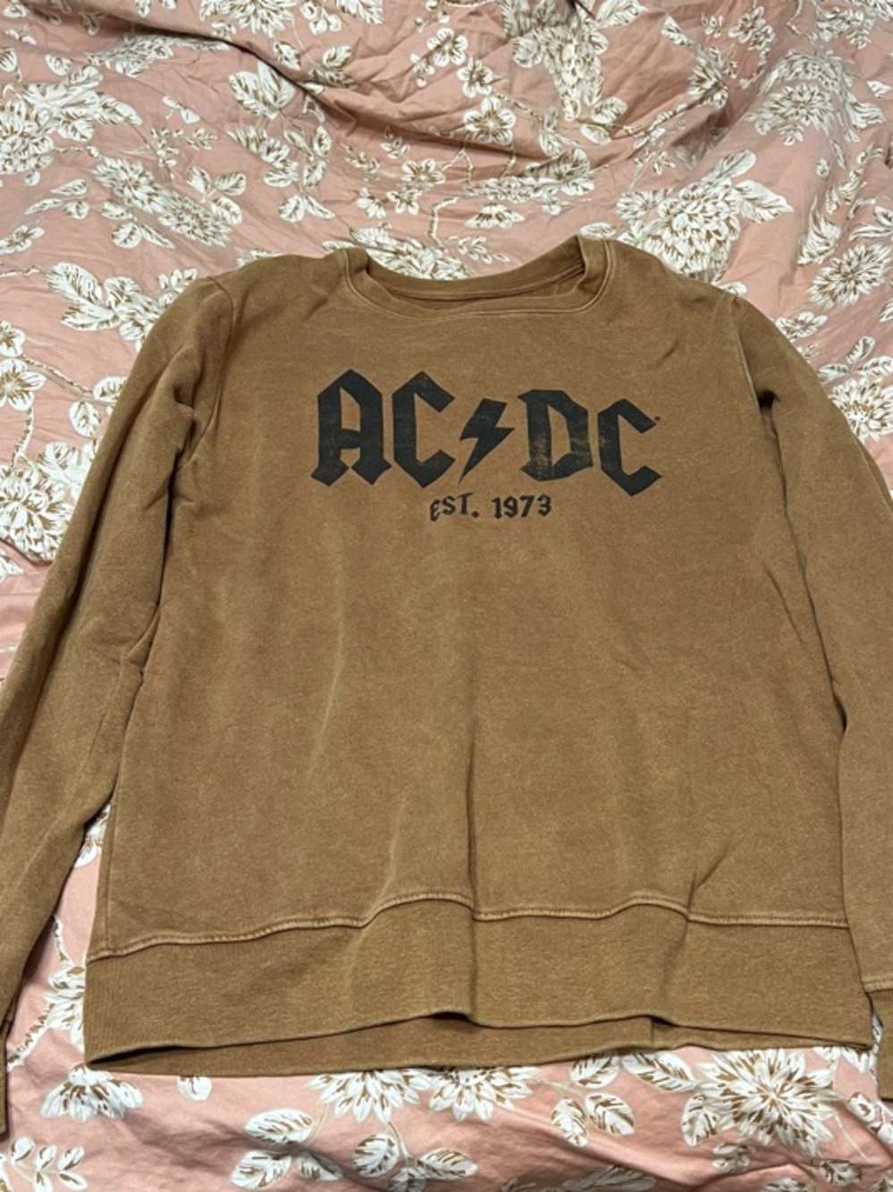 AC/DC Brown Vintage-Style Crewneck Sweatshirt